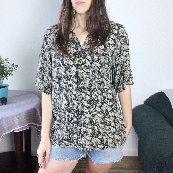 Haggar Other - Haggar • men’s tropical leaf silk button down top